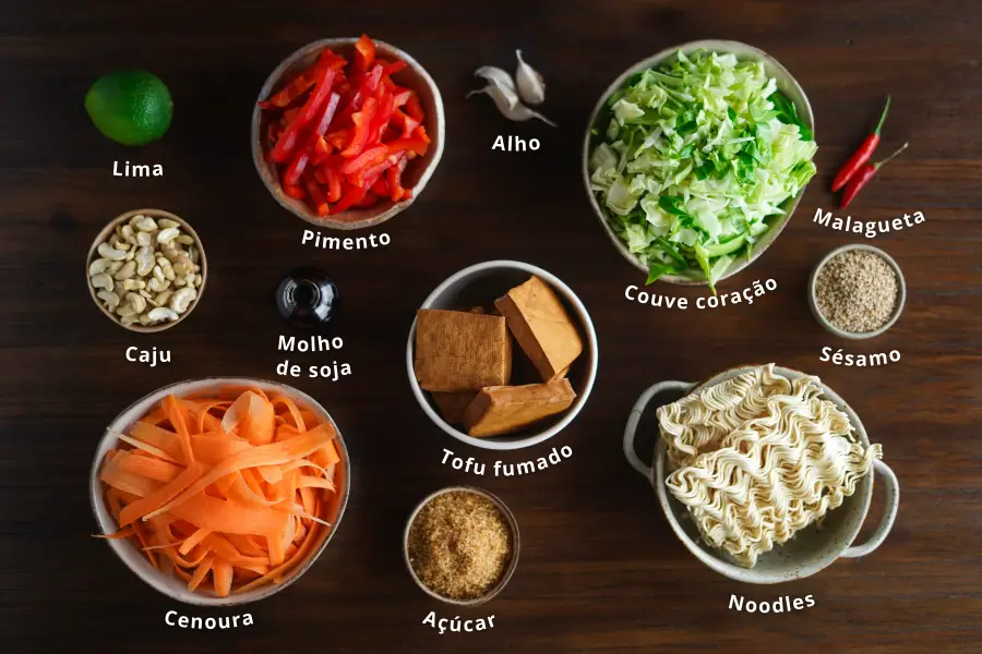 Noodles vegan ingredientes 